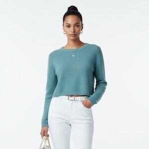 Impulse Macy’s Wool Blend Blue Cropped Long Sleeve Crewneck Sweater S